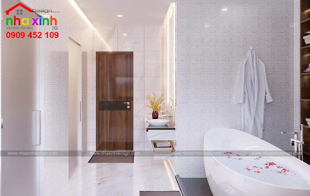 Phòng tắm thiết kế gam màu trắng thanh lịch