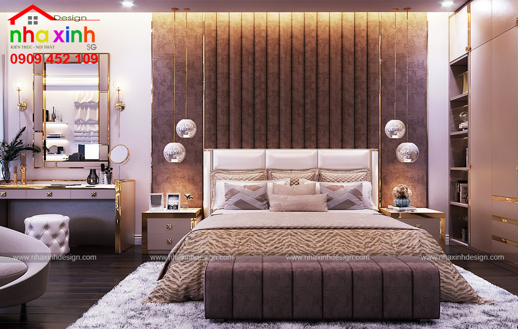 Mẫu thiết kế nội thất phòng ngủ master rộng rãi và thông thoáng