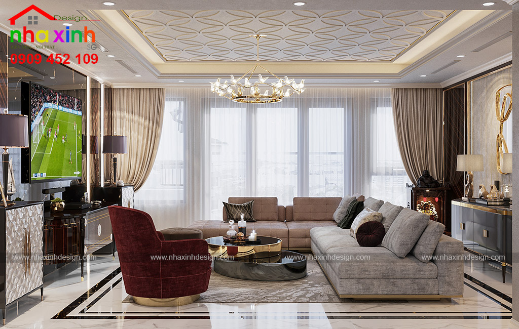 Mẫu thiết kế nội thất không gian phòng khách đẹp và sang trọng