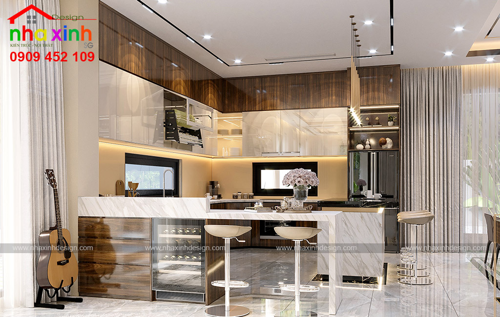 Không gian phòng bếp được thiết kế sang trọng