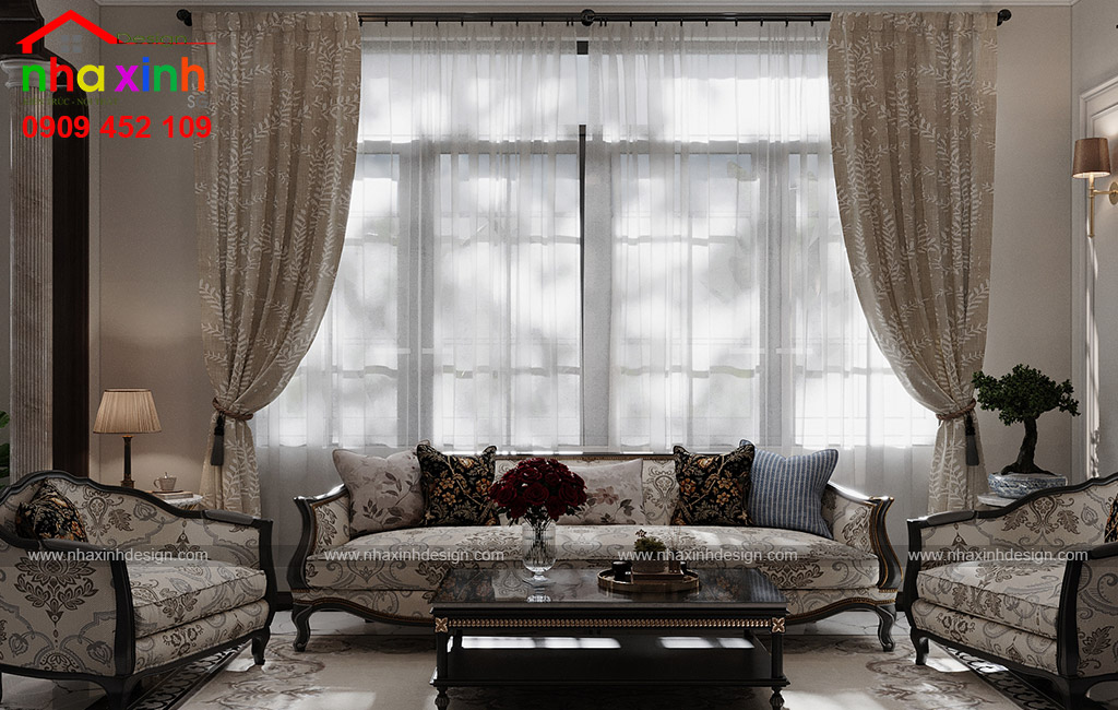 Mẫu thiết kế phòng khách đẹp phong cách Indochine