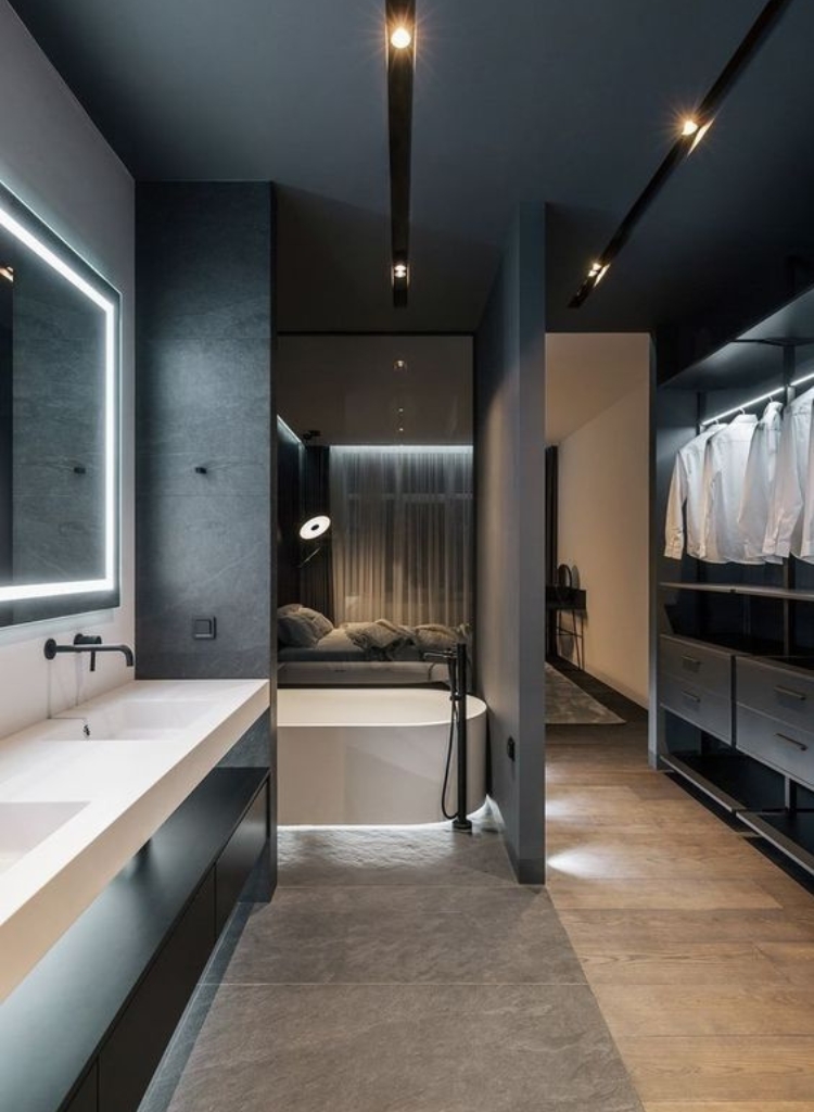 Phòng tắm thiết kế tối giản hiện đại kết hợp phòng thay đồ