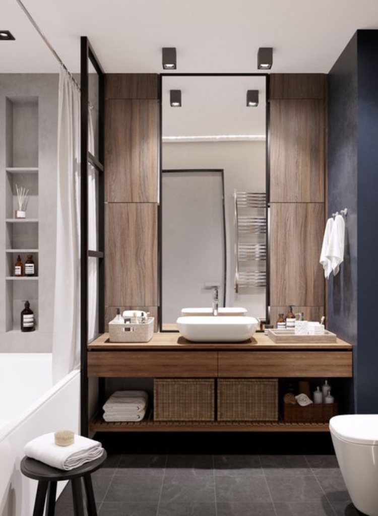 Phòng tắm thiết kế phong cách hiện đại sử dụng tông màu tươi sáng