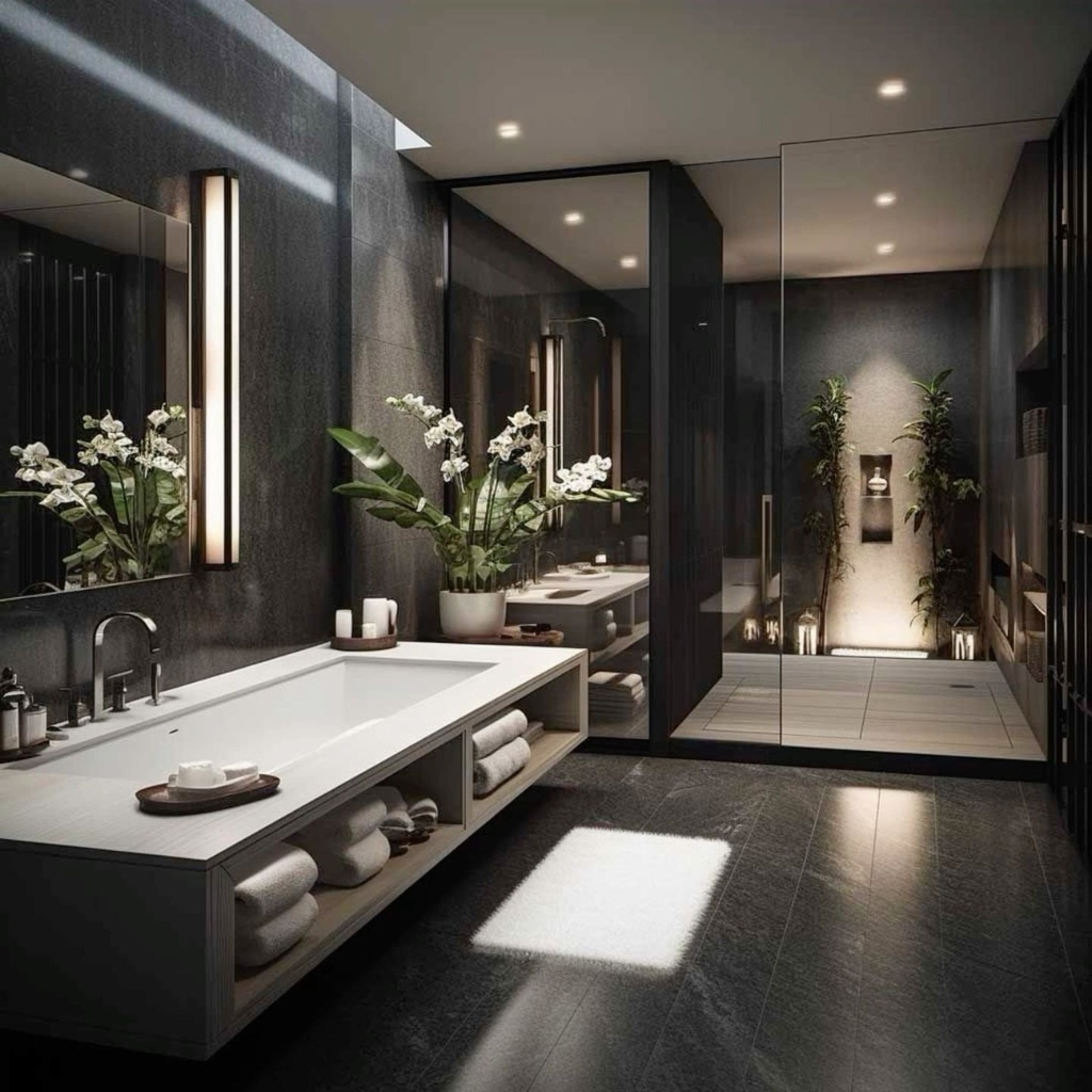 Phòng tắm thiết kế không gian mở kết hợp bố trí cây xanh 