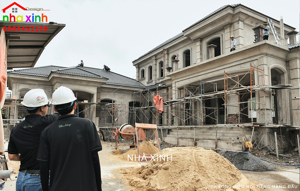 Hình ảnh THỰC TẾ công trình đang thi công của căn biệt thự tân cổ điển tại Thảo Điền