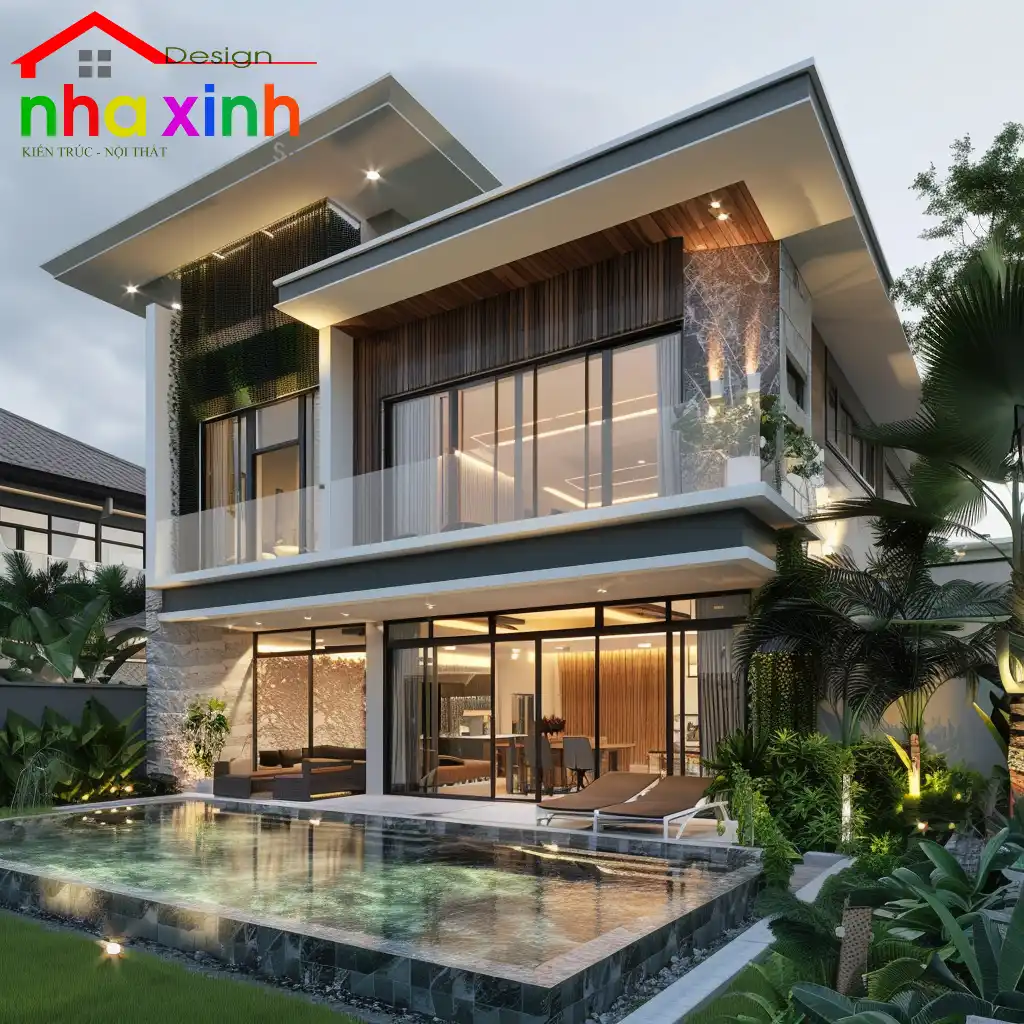 biệt thự mini 2 tầng 60m2 có hồ bơi