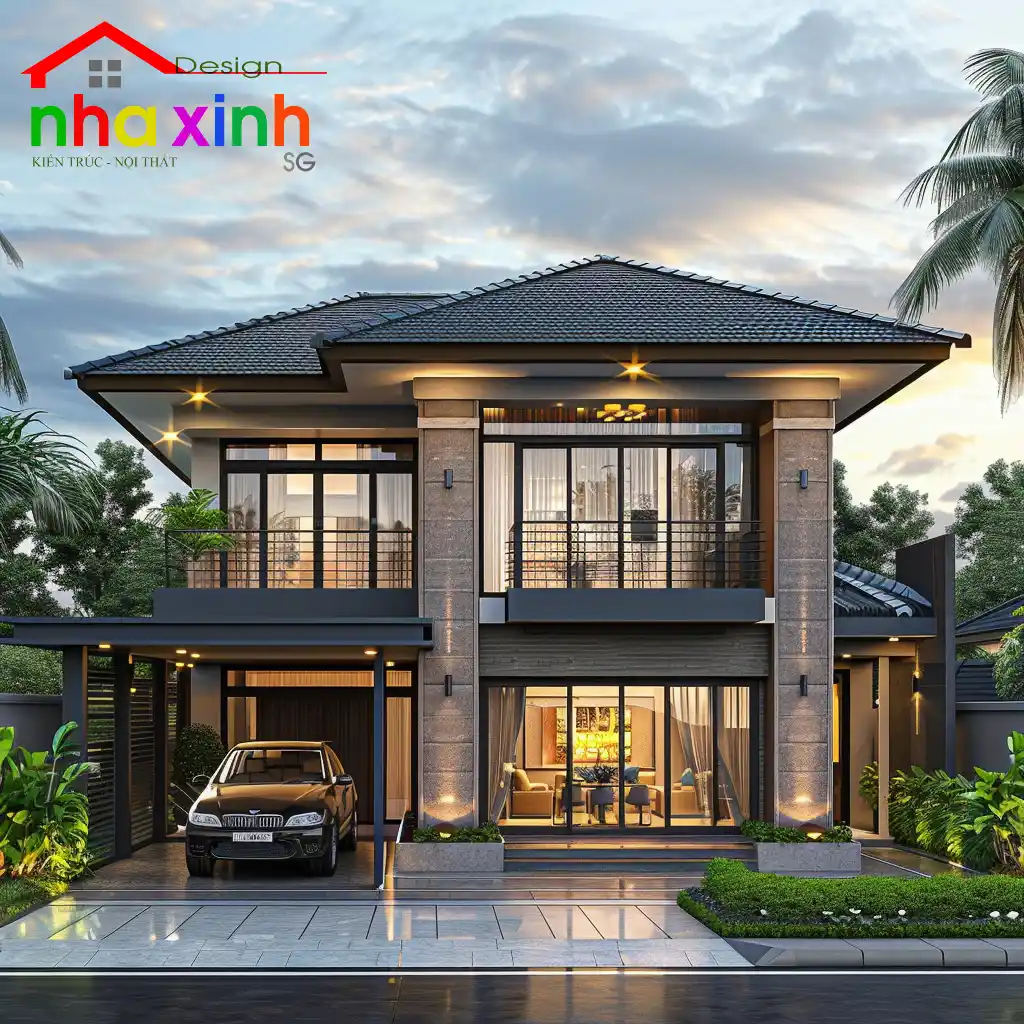 biệt thự mini 2 tầng 60m2 mái thái