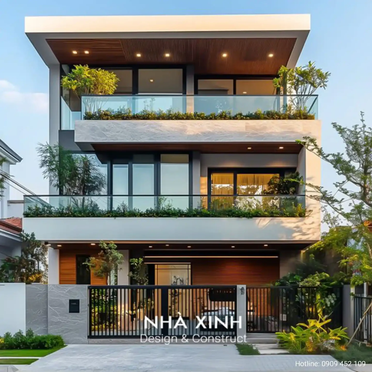 thiết kế nhà phố mặt tiền 7m hiện đại