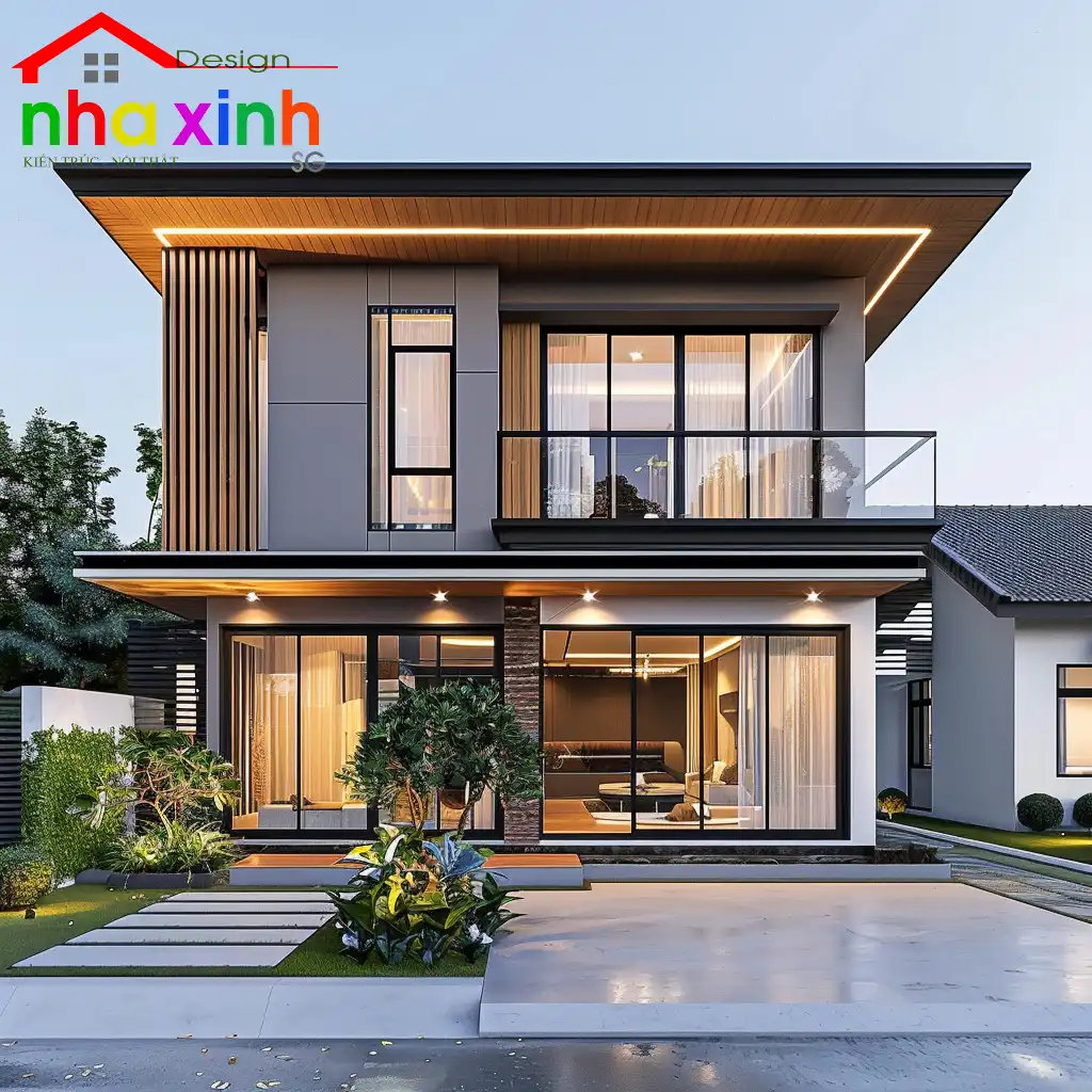 biệt thự mini 2 tầng 70m2 mái bằng 