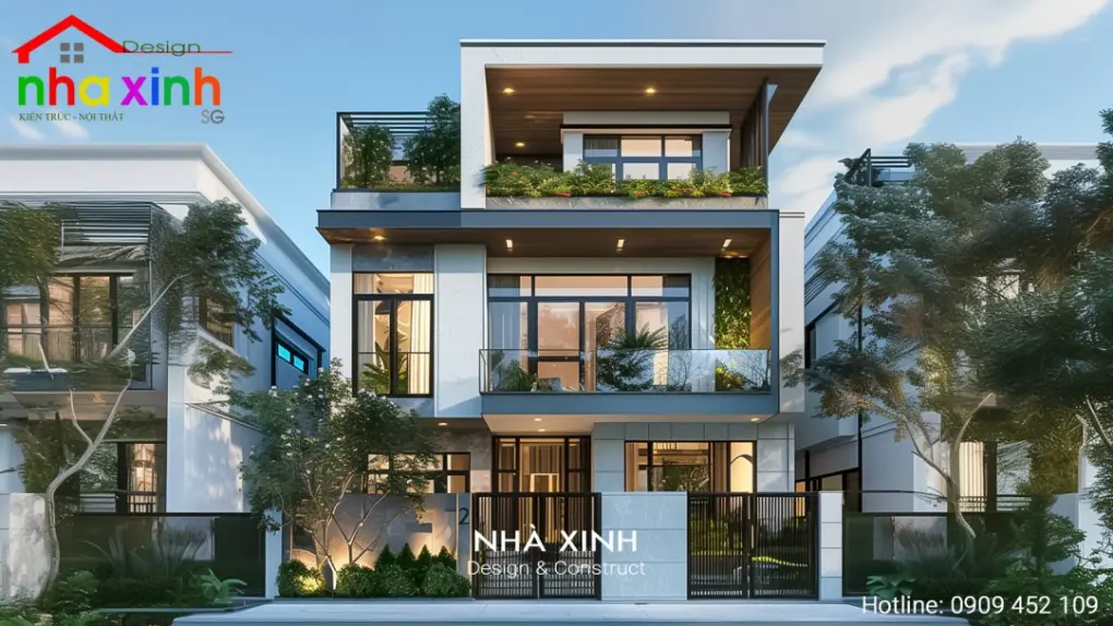 Mẫu thiết kế nhà biệt thự phố 3 tầng hiện đại