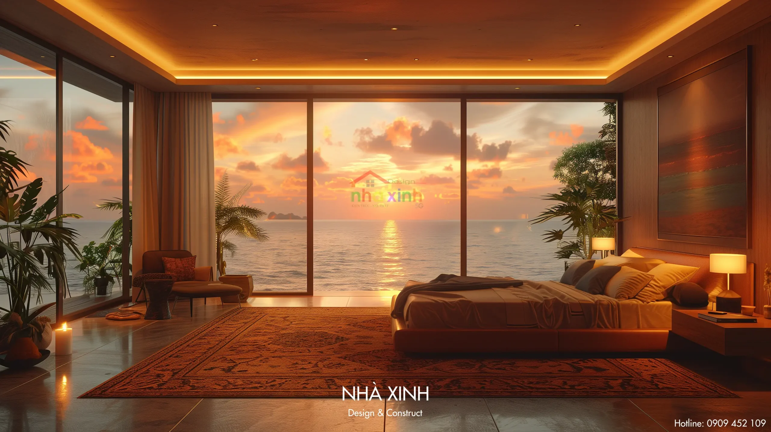 Không gian nhà hàng hiện đại, trang nhã, với ánh đèn dịu nhẹ và thực đơn phong phú.