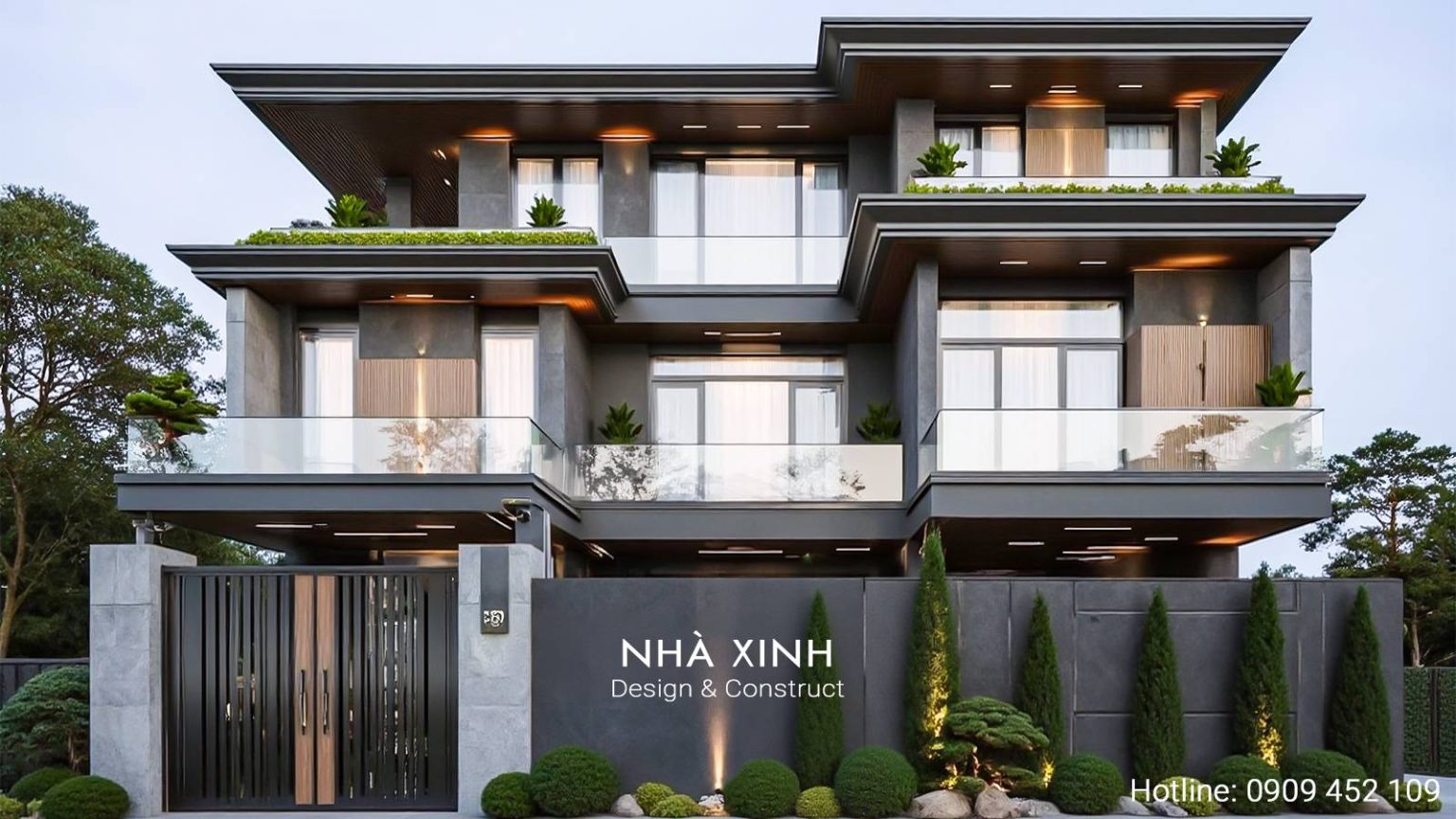 Biệt thự đẹp nhất Sài Gòn phối đá ốp và sơn hiệu ứng – bề mặt có chiều sâu (Mẫu 09)