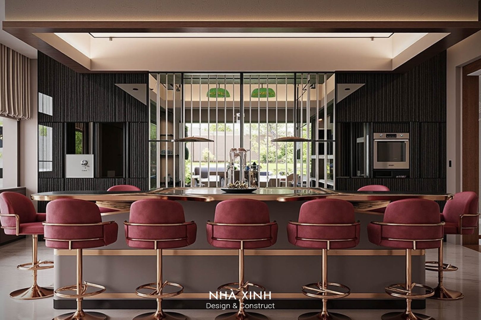 thiết kế quầy bar với không gian mở nội thất sang trọng trọng 