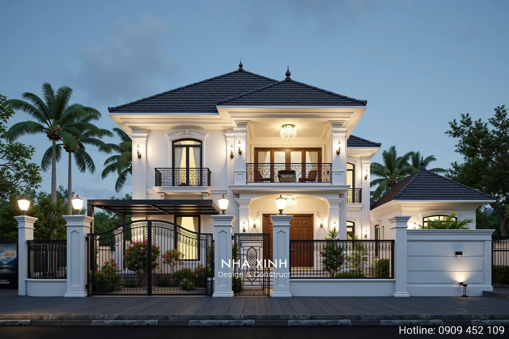 thiết kế nhà phố 2 tầng tân cổ điển sang trọng quý phái