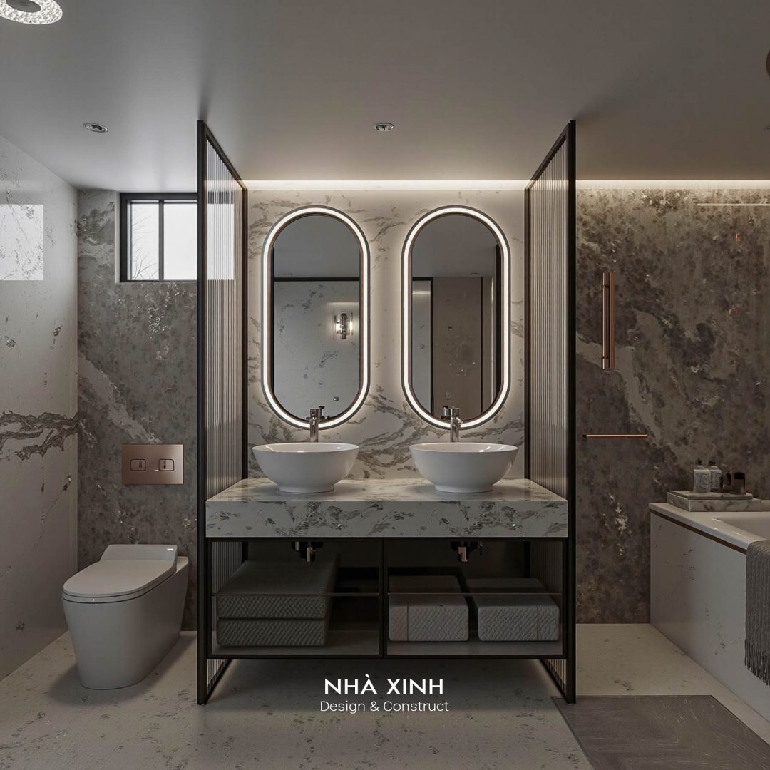 thiet ke biet thu 3 tang mai bang san vuon 300m2 sang trong bt132 10