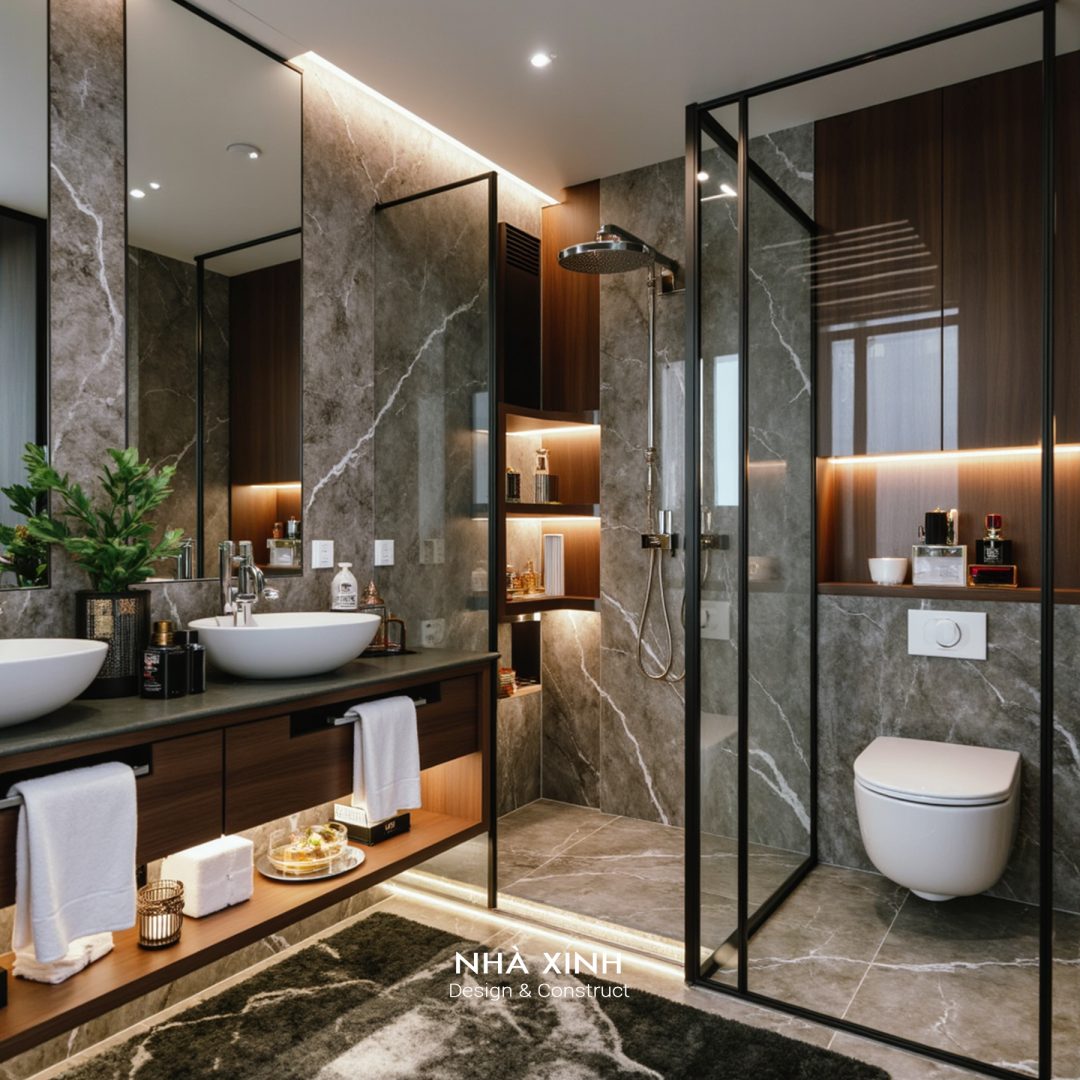 Thiết kế nội thất phòng tắm hiện đại 