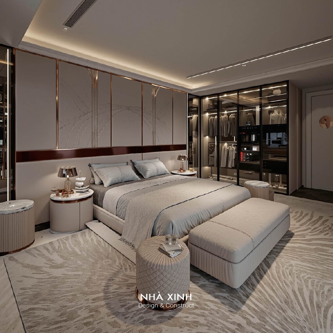 thiet ke biet thu 3 tang mai bang san vuon 300m2 sang trong bt132 9