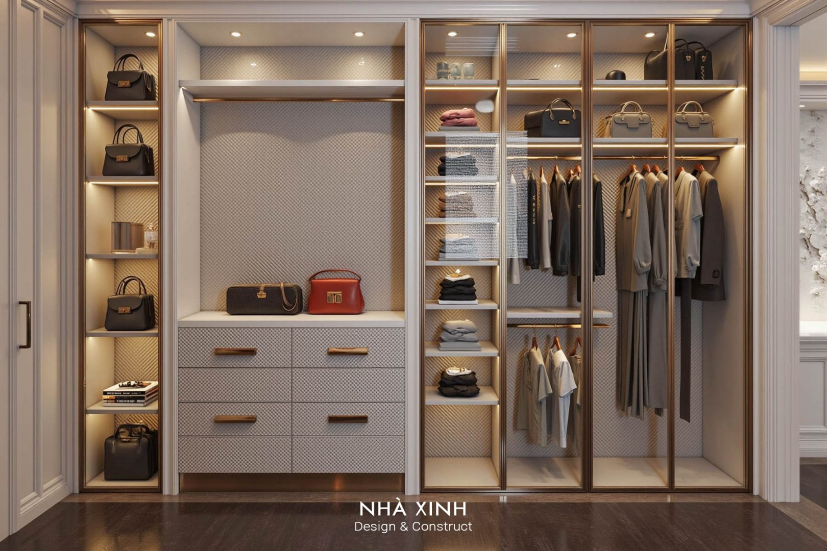 thiết kế nội thất phòng để đồ và quần áo