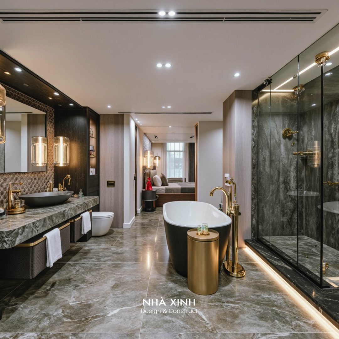 phòng vệ sinh với trang thiết bị hiện đại sang trọng 