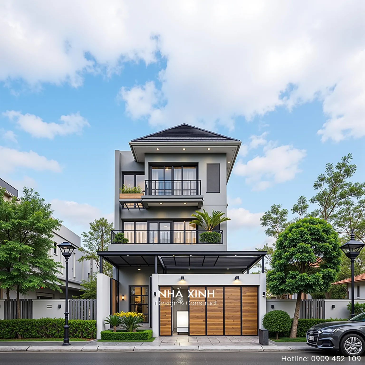 thiết kế nhà phố mặt tiền 7m hiện đại