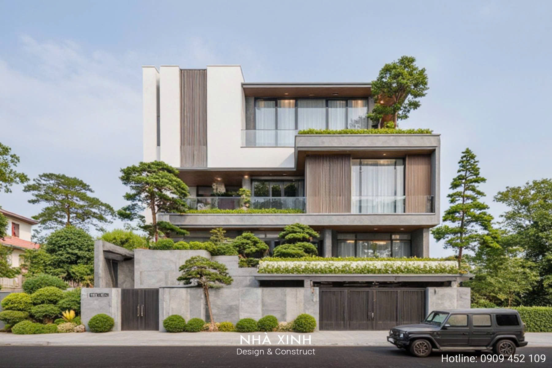 thiết kế mẫu biệt thự 2 tầng modern essence