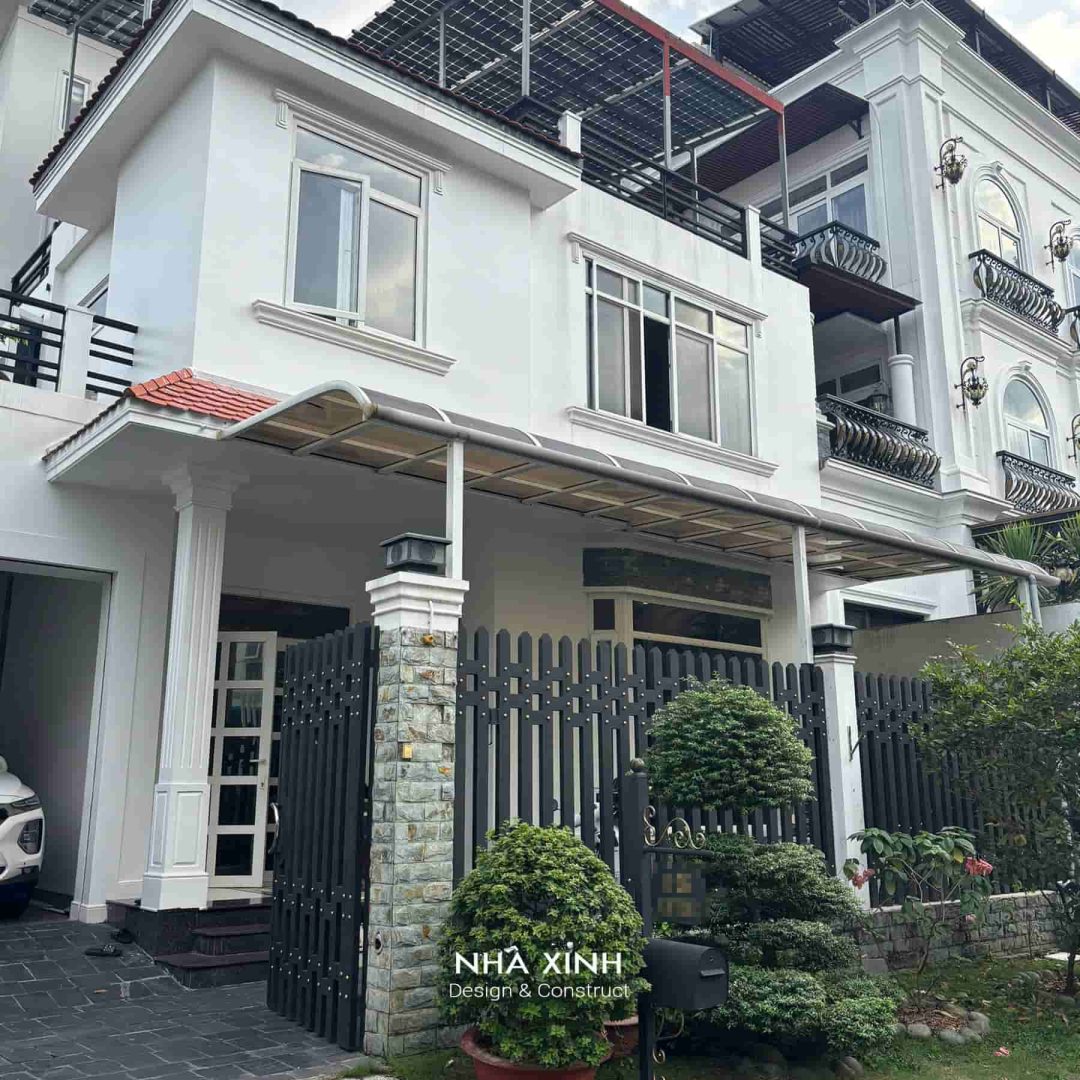 mặt tiền biệt thự hiện đại 3 tầng 