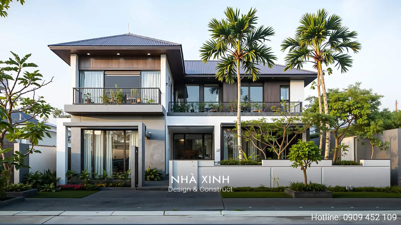 thiết kế nhà phố 2 tầng mặt tiền 7m mái nhật