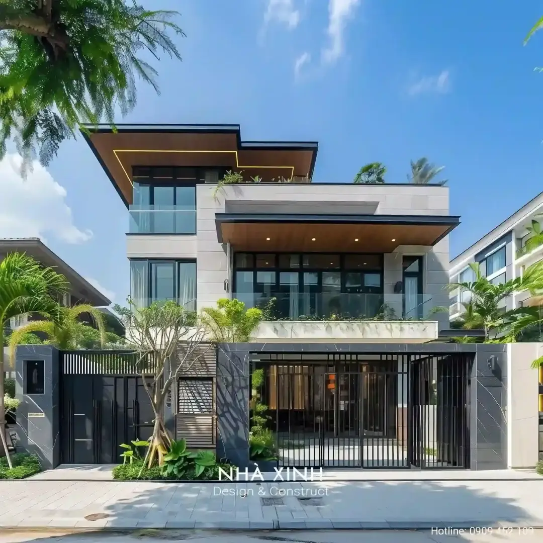mẫu thiêt kế nhà phố 2 tầng mặt tiền 7m hiện đại đẹp