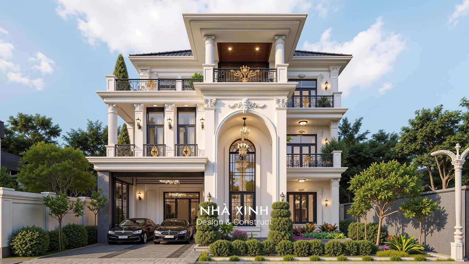 mẫu thiết kế nhà phố 2 tầng tân cổ điển