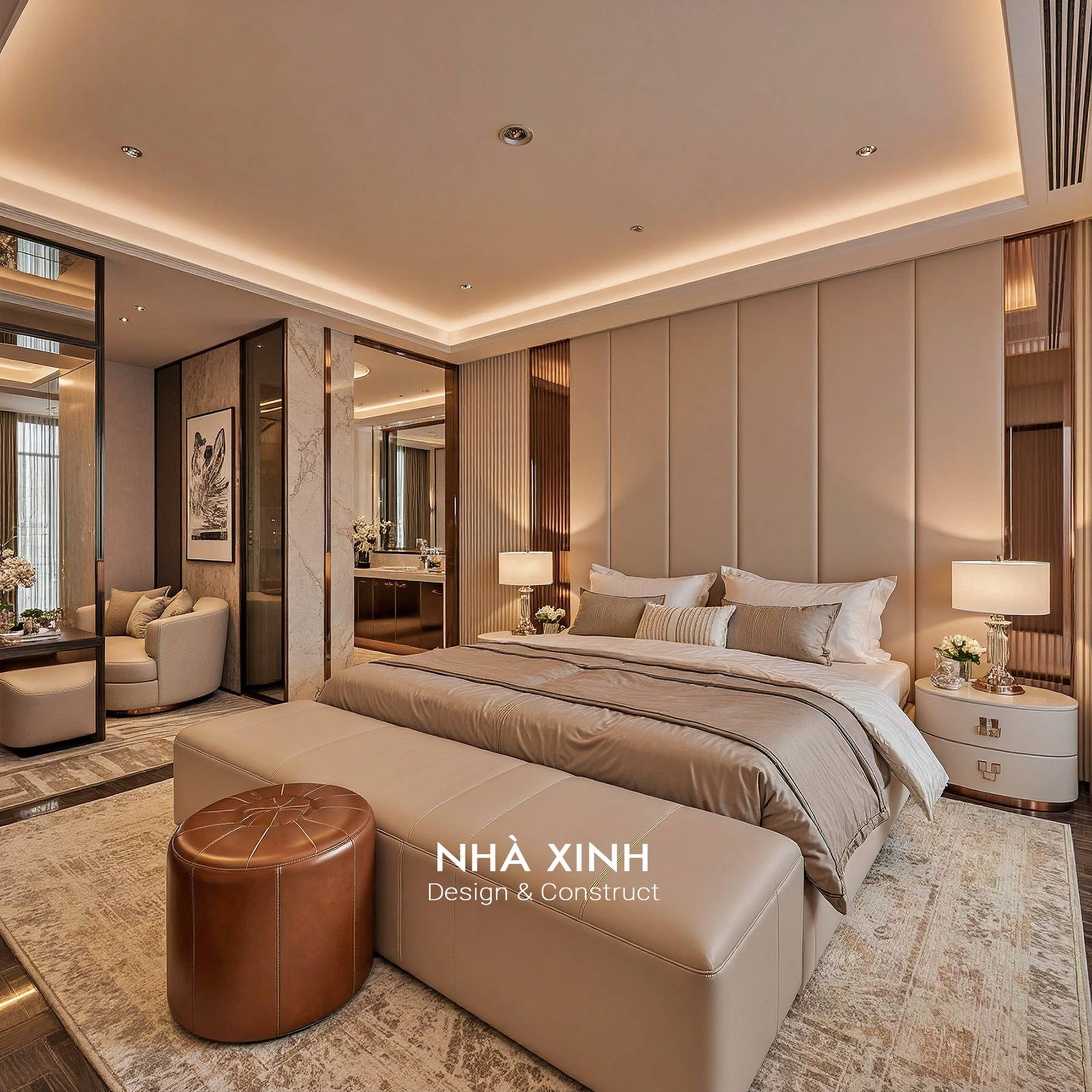 Thiết kế nội thất phòng ngủ đẹp với gam màu trung tính