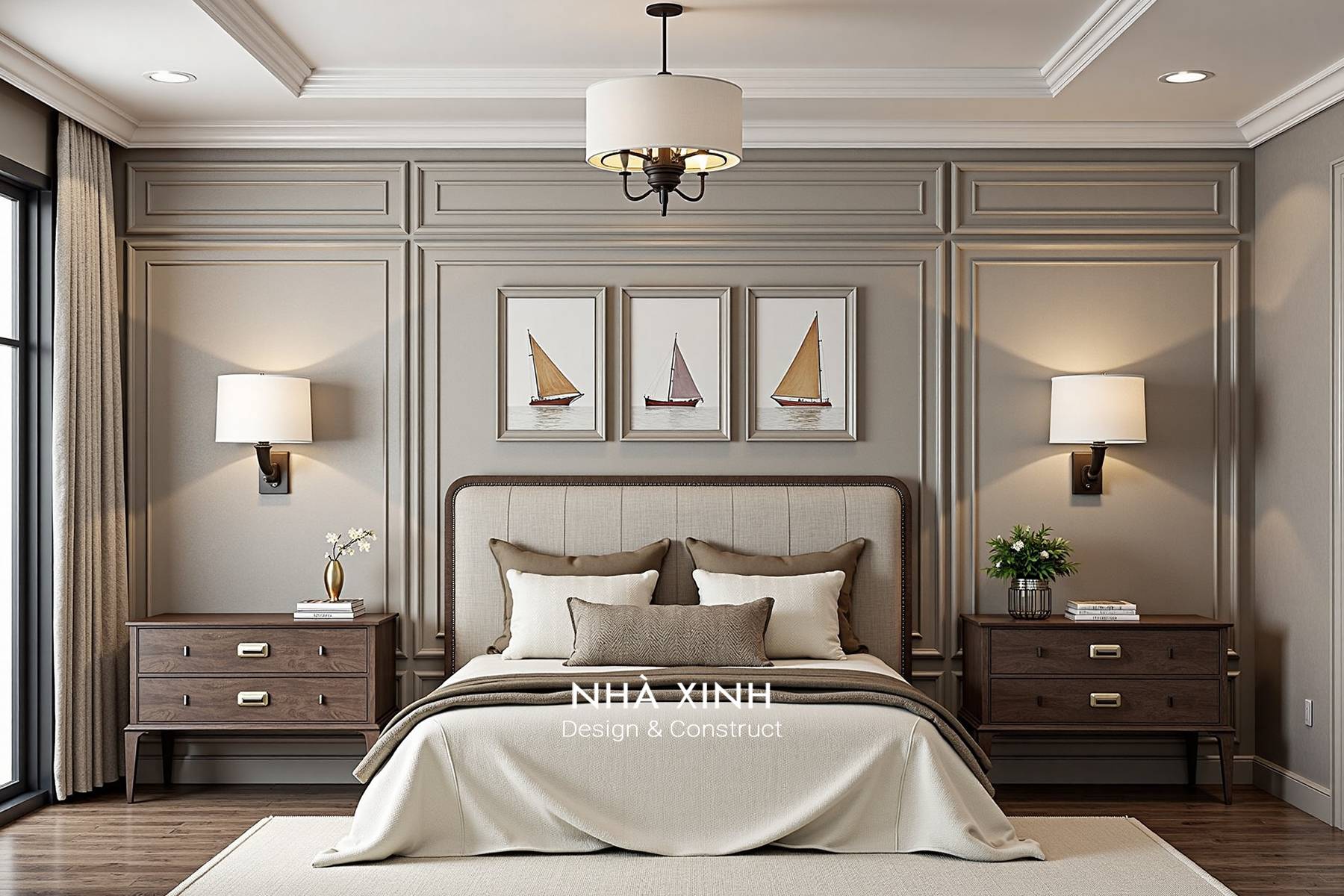 Khu vực phòng ngủ master được thiết kế rộng rãi và thông thoáng