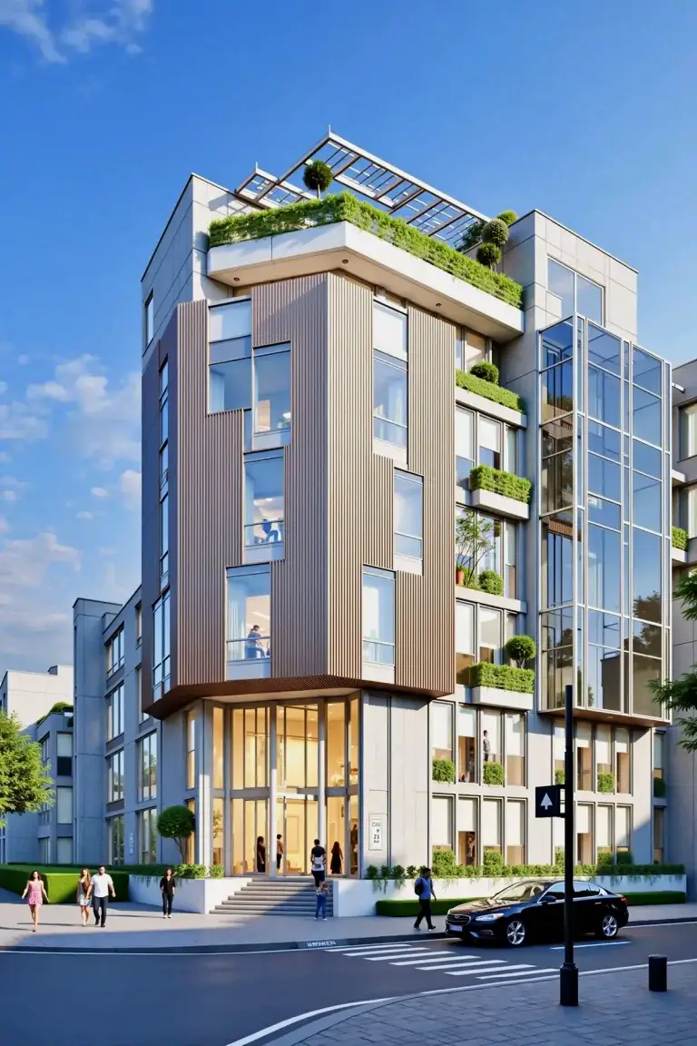 mẫu thiết kế building văn phòng