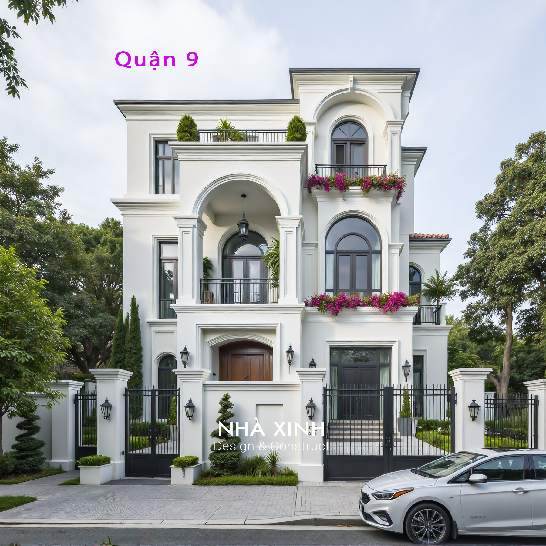 Biệt thự kiểu Mỹ với thiết kế sân vườn ấn tượng