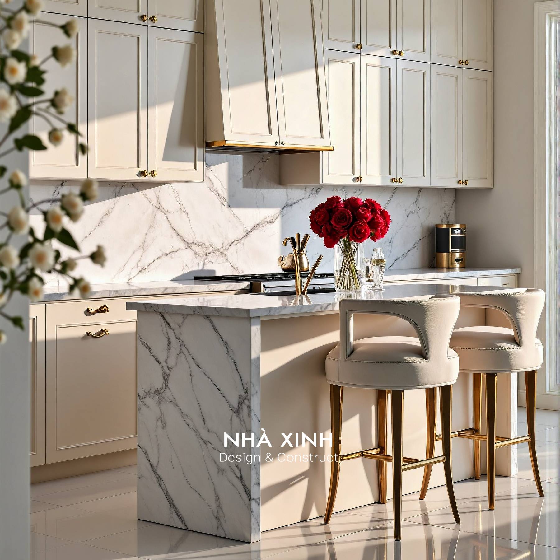 Mẫu nội thất phòng khách phong cách tân cổ điển