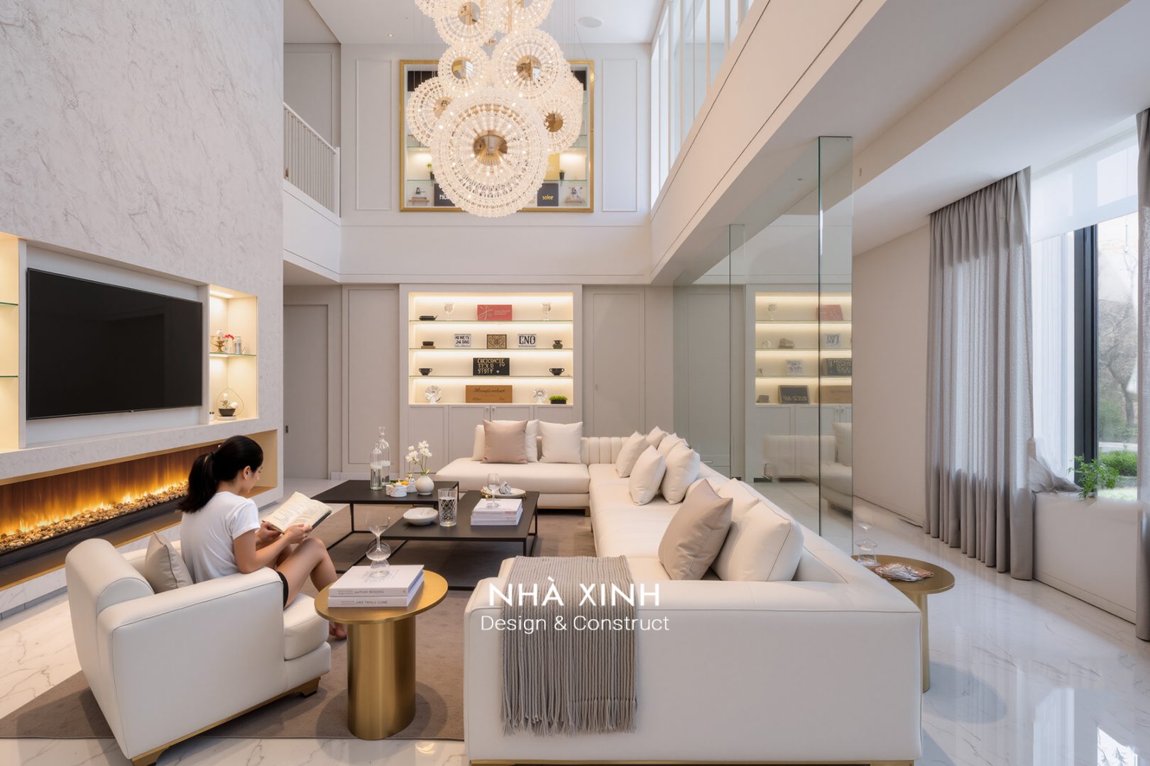mau thiet ke noi that hien dai luxury sang trong tone trang nt120