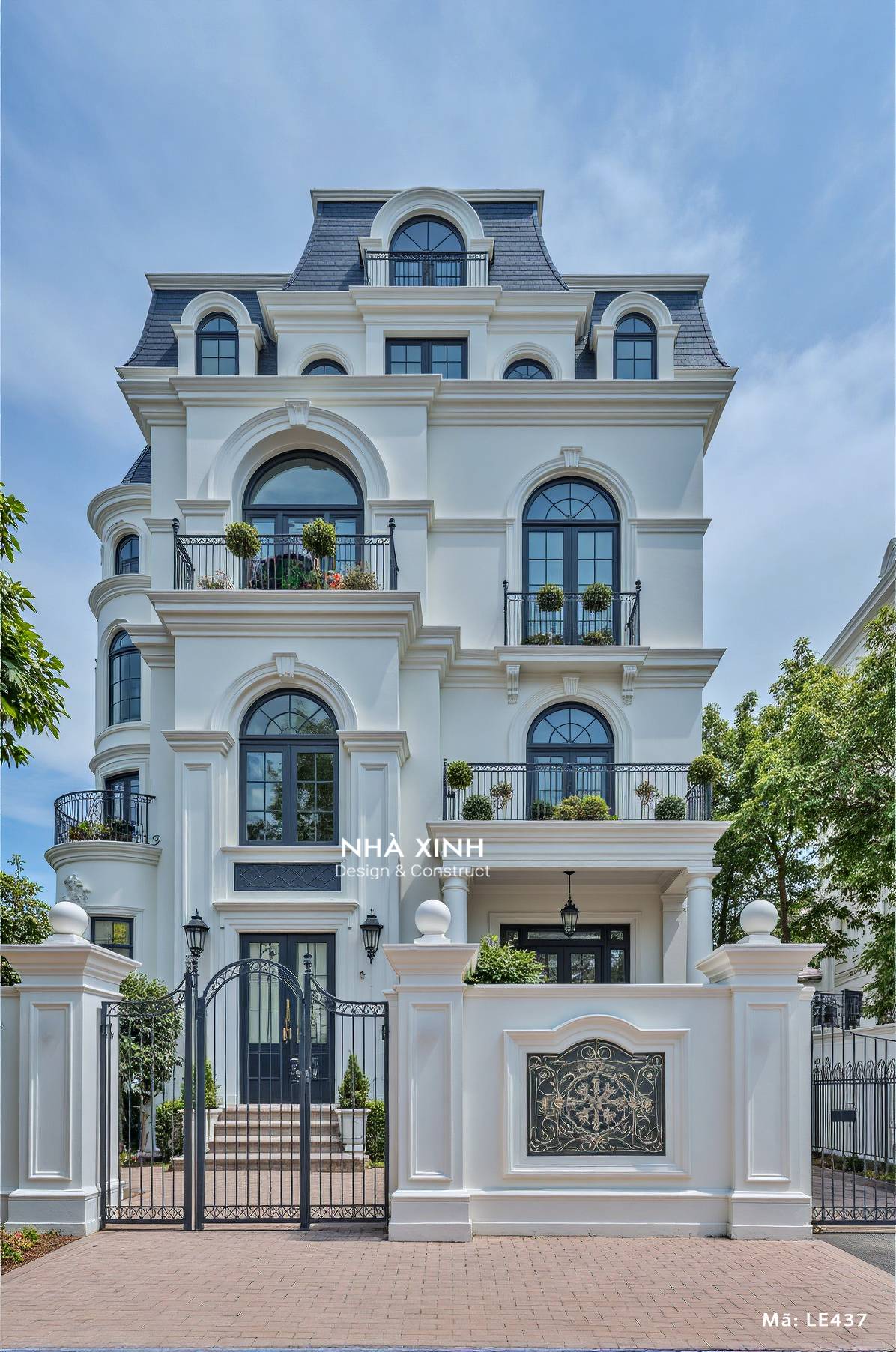 Mẫu biệt thự 4 tầng mái Mansard phong cách cổ điển nguy nga, lộng lẫy
