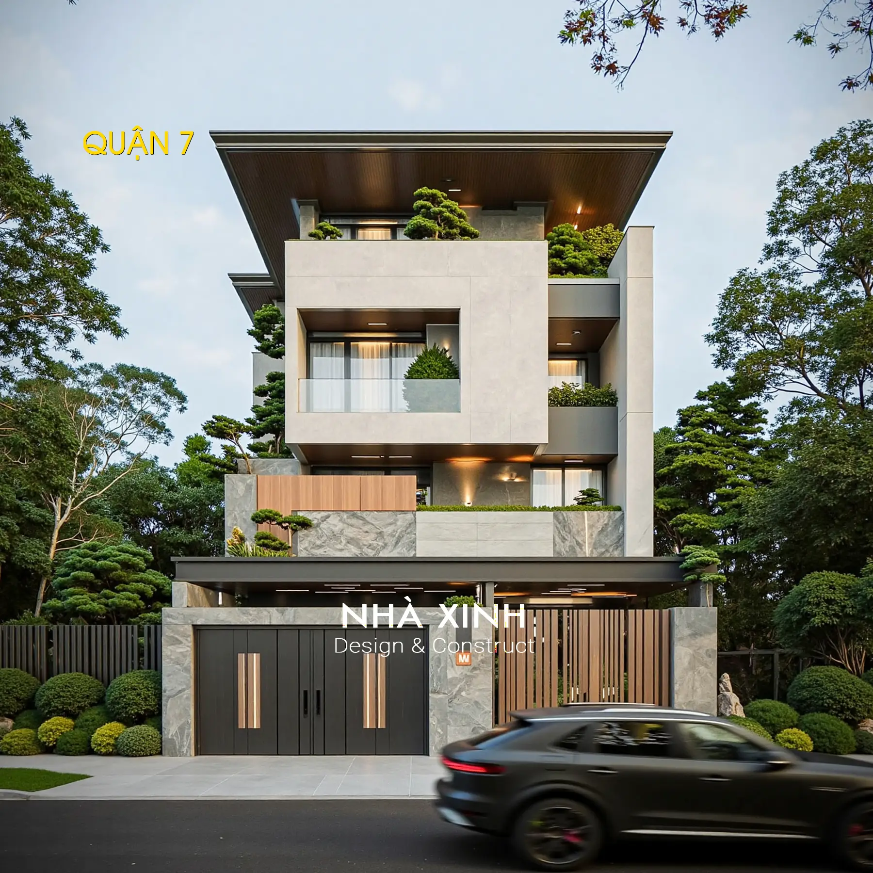 Mẫu biệt thự đẹp 4 tầng phong cách hiện đại