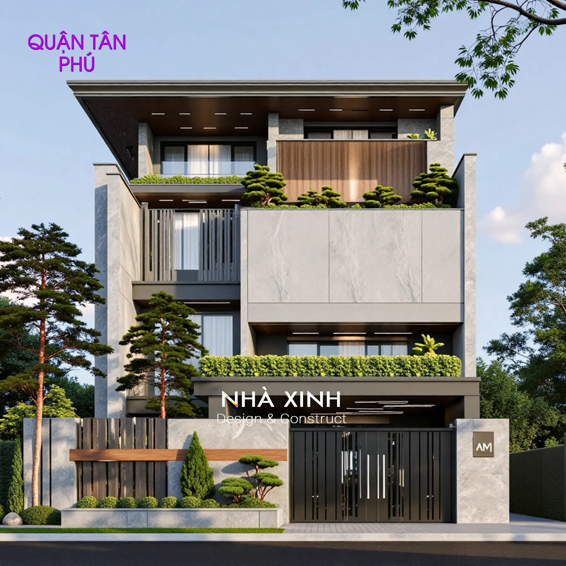 Mẫu biệt thự phố 4 tầng mặt tiền 8m