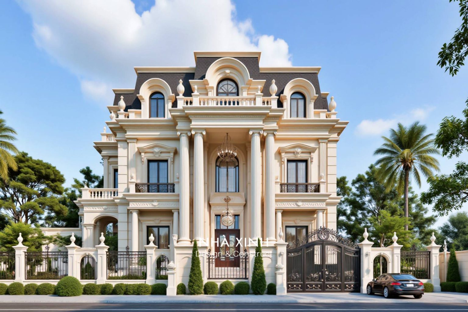 Biệt thự cổ điển Gold-Trim Classic – nhấn champagne tinh gọn, sang mà không phô (Mẫu 08)