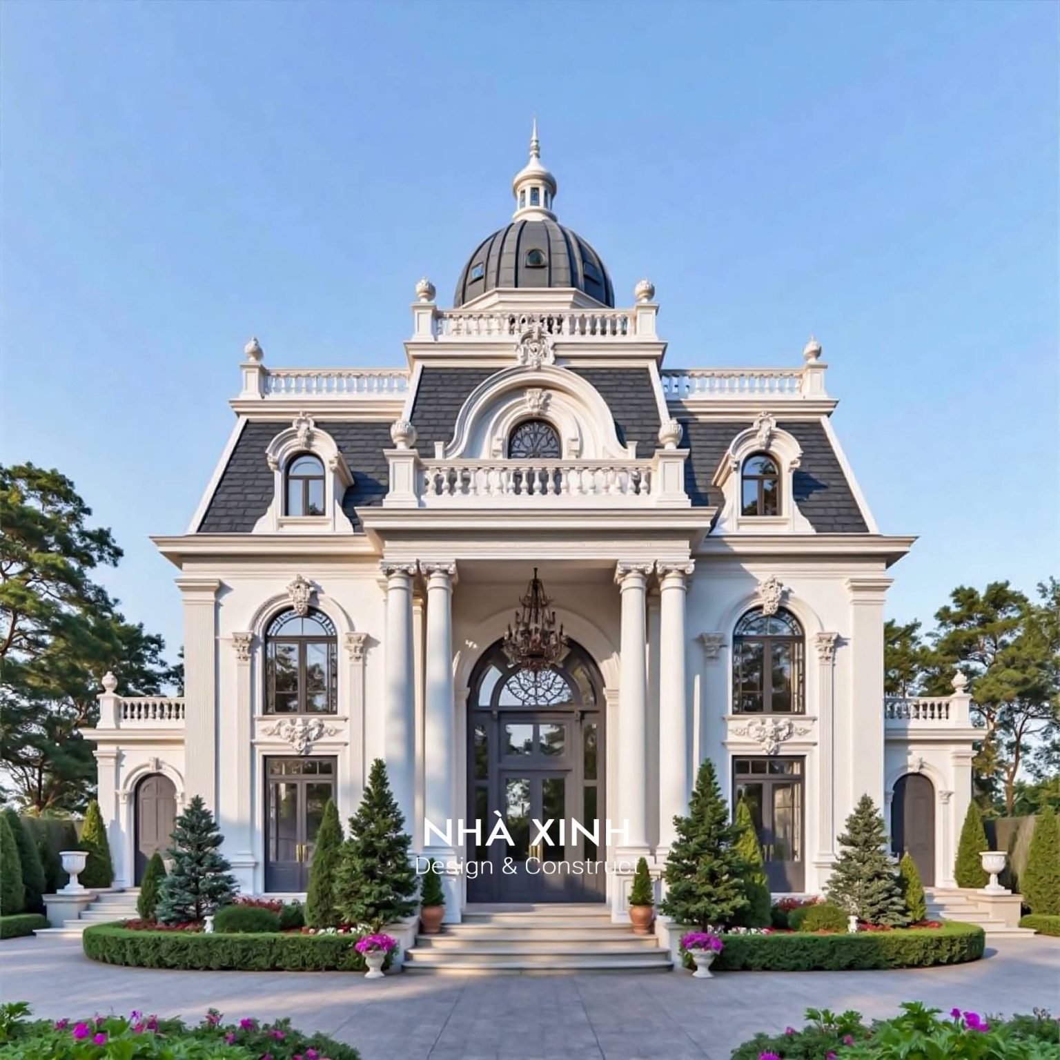 Biệt thự cổ điển Estate 12m – mặt tiền 12m bề thế, cánh nhà cân đối (Mẫu 17)