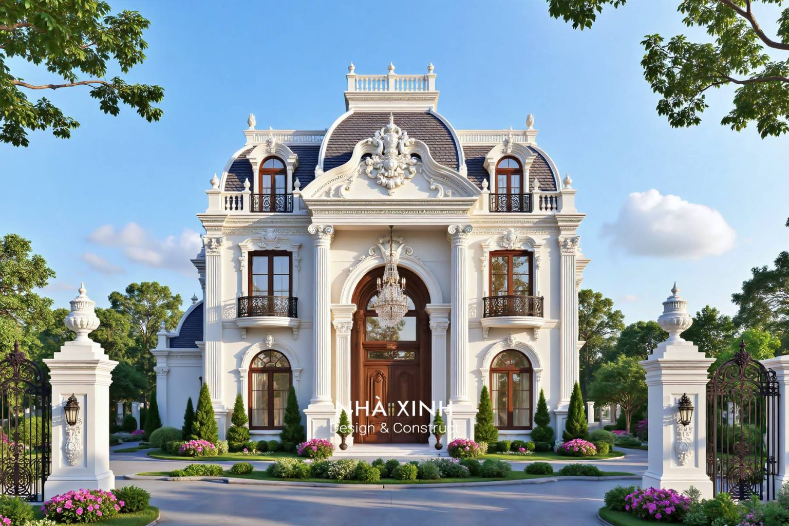 Biệt thự cổ điển Full Experience – sân vườn hiên rộng ánh sáng riêng tư, resort tại gia (Mẫu 30)