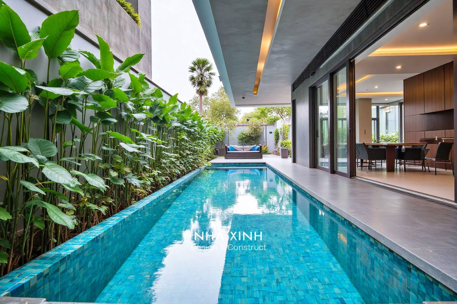 Biệt thự có hồ bơi view núi đồi thoáng đãng BT-HB124 – phối cảnh ngoại thất