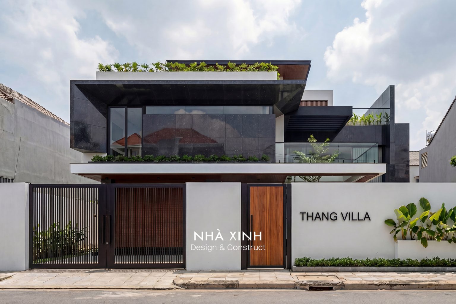 Thiết kế biệt thự 2 tầng đẹp có sân thượng, thêm không gian chill và cây xanh (Dự án 25)