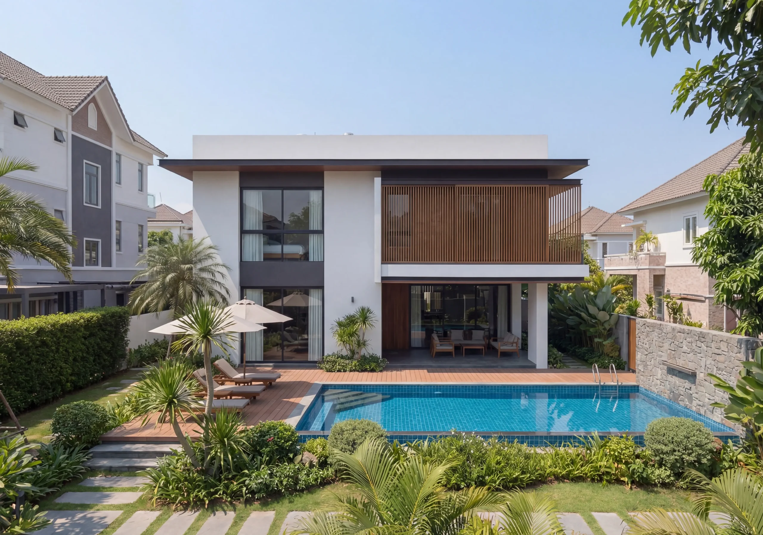 Thiết kế biệt thự có hồ bơi sang trọng, đẳng cấp