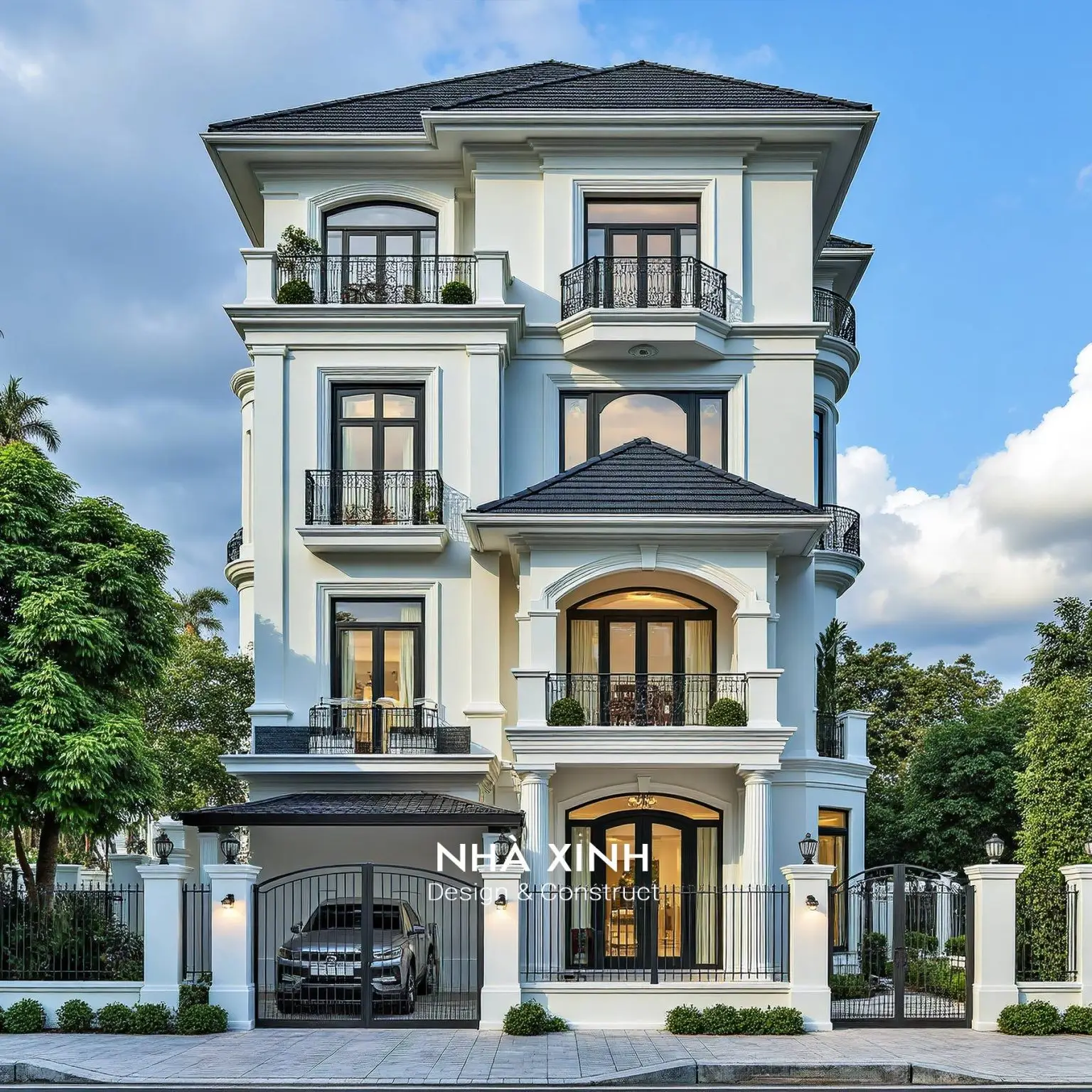 mẫu thiết kế biệt thự 4 tầng đẹp