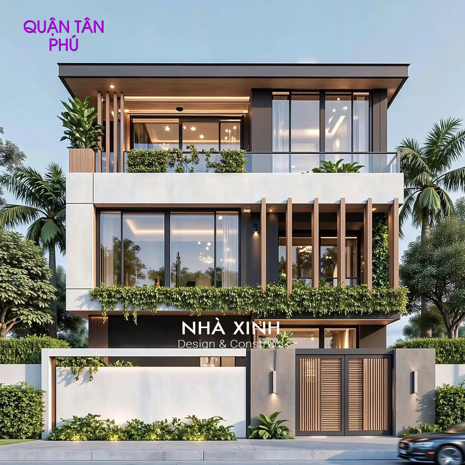 mẫu thiết kế biệt thự mái bằng hiện đại