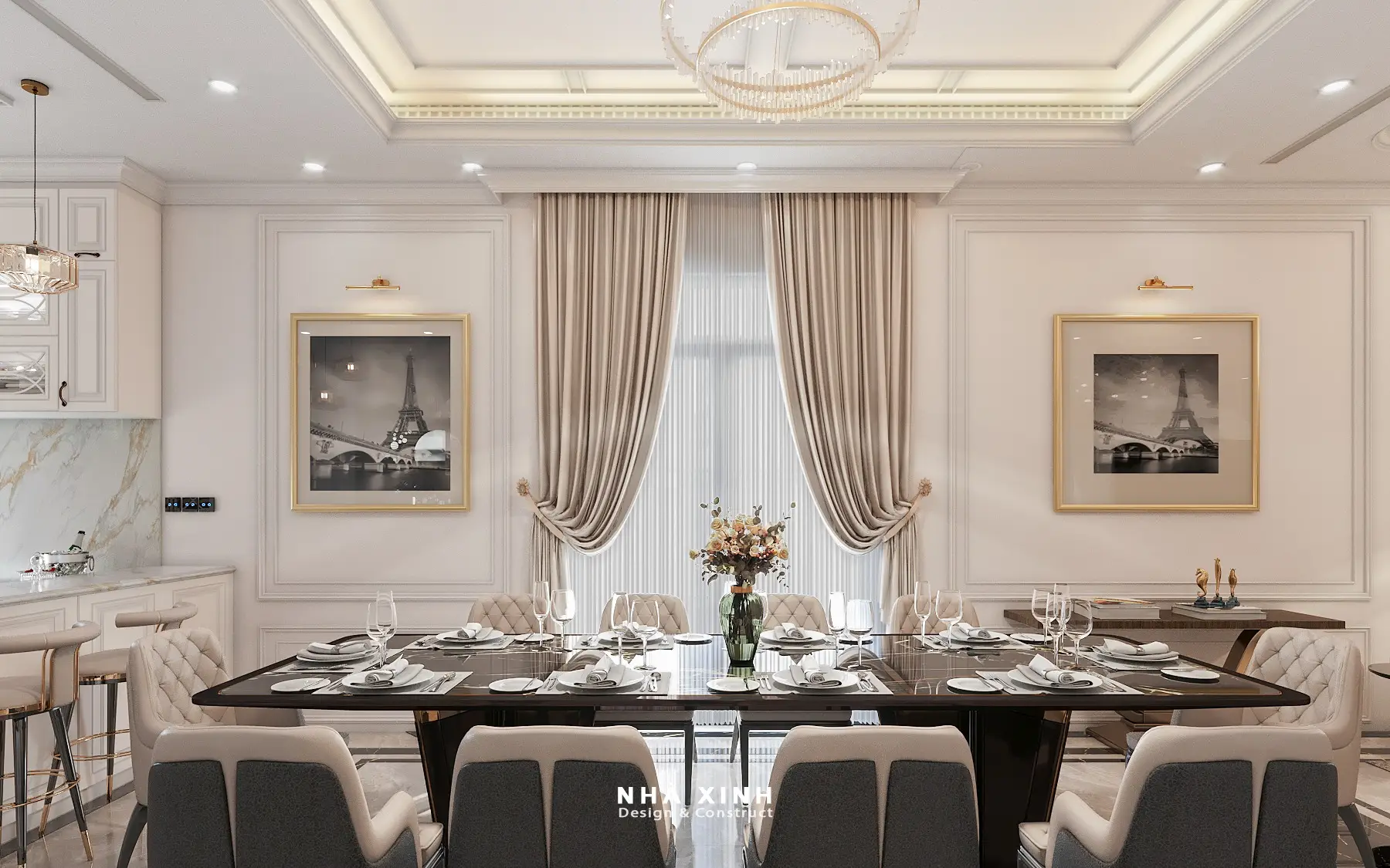 thiết kế không gian phòng ăn hiện đại