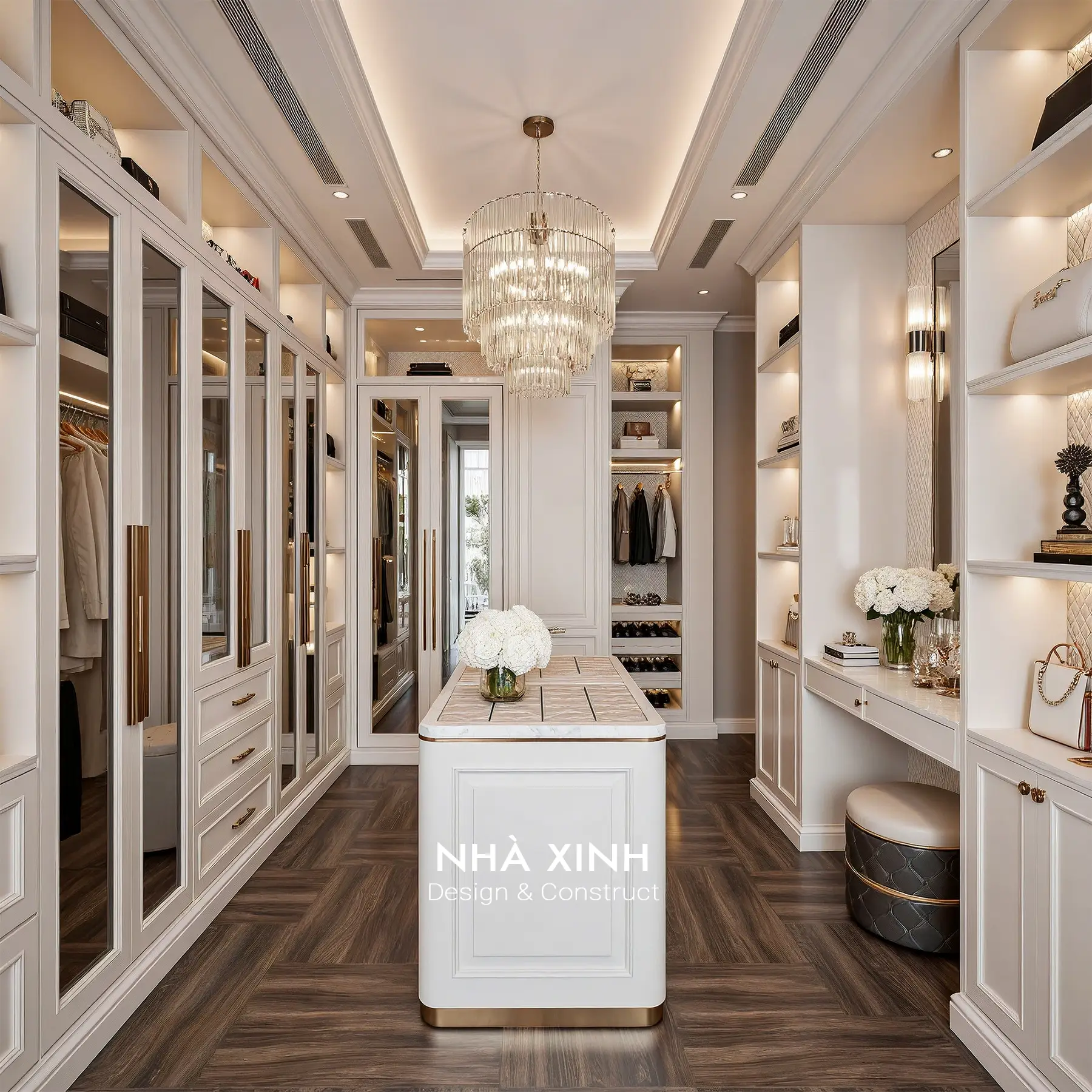 thiết kế nội thất phòng thay đồ sang trọng