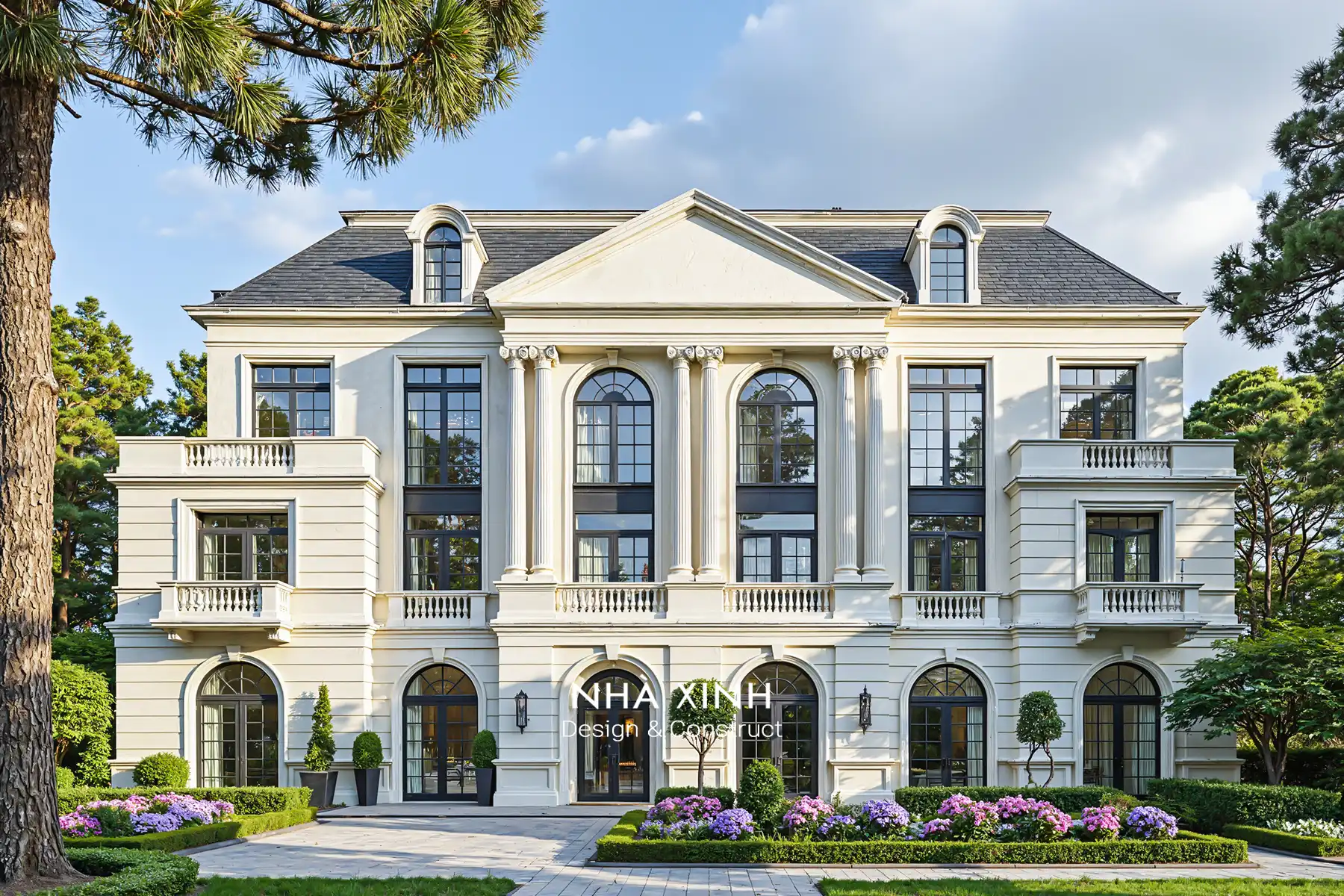 Mẫu biệt thự tân cổ điển Châu Âu sân vườn