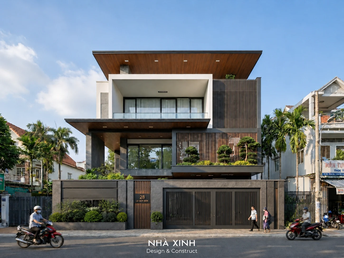 mẫu thiết kế biệt thự mái bằng hiện đại
